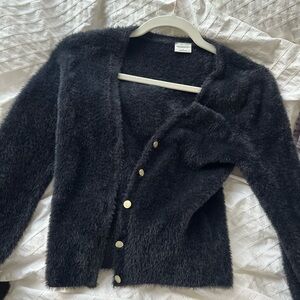 Abercrombie Black Fuzzy Cropped Cardigan Small